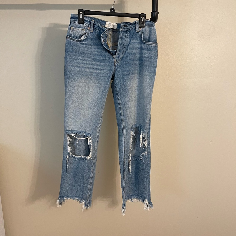 Free People Light Blue Distressed Boyfriend Jeans